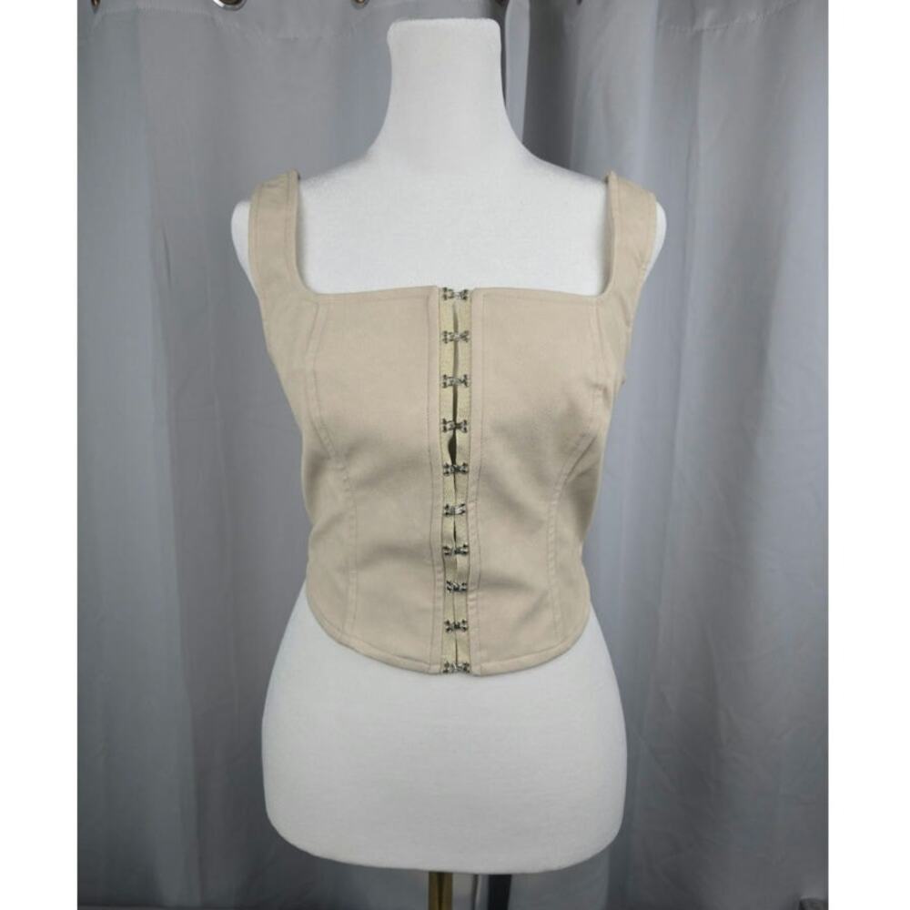 Corset Top Womens XS Beige Goth Y2K Maiden‎ Pirate